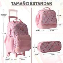 CYPNjuego de 3 piezas mochila escolar con ruedas de carrito y bolsa de almuerzo lonchera termica reutilizable y estuche de gran capacidad para niño y niña facil de usar y de gran calidad.Fashion - 227501853 - Ver 5