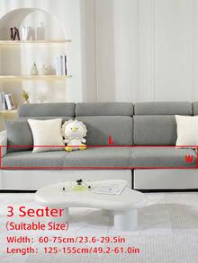 1pc Geometric Sofa Cover, Graphic Accent For An Instant Home Refresh, Practical And Slipcover - Grey - View 15