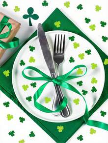 15/30克圣帕特里克节三叶草彩纸装饰，绿色金属箔三叶草形状桌面彩色亮片幸运三叶草彩纸，适用于圣帕特里克节、爱尔兰主题派对、春季餐桌装饰、生日家居装饰 - 綠色 - 查看 5