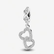 1pc Fashionable Interlocking Heart Pendant Beads, Suitable For Women Bracelet, Bangle DIY Jewelry Making And Daily Accessories Decoration - Style 8 - View 8