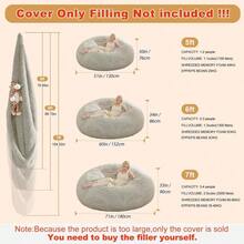 de puf para Adultos y nios, sin Relleno, Solo Funda de puf, Funda Gigante de puf con Funda de Felpa Relajante Lavable de 290 g m2, Funda Impermeable con Cremallera 1,5 m, Gris - 5 pies Grisclaro - Ver 2