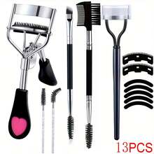 Eyelash Curler Set, Includes Eyelash Curler, Eyelash Curler Pads, Eyelash Comb, Eyebrow Brush, Eyelash Tweezers, Fake Lash Applicator, Great Christmas & New Year Gift For Family And Friends - Multicolor - View 13