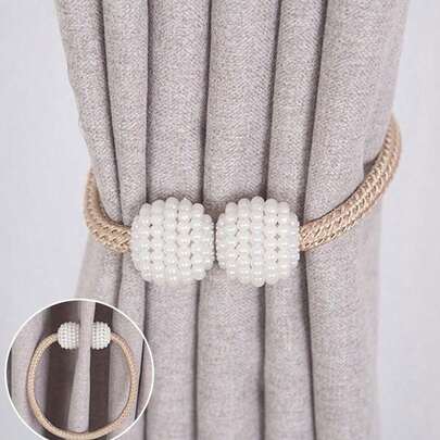 2/4 Pcs Large Pearl Curtain Ties, Each Pearl Is Full And Shiny. They Can Be Used As Window Decorations To Enhance The Style Of The Room And Make The Curtains Look More Upscale. Suitable For Bedrooms And Living Rooms.