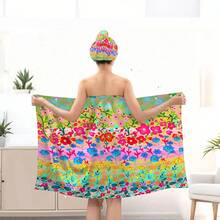 半件套波西米亚风碎花沙滩裙，甜美少女风，含浴巾和SPA浴巾。连衣裙为抹胸款式，浴巾为柔软的浴袍式。连衣裙正面饰有3D波西米亚风图案，整体色调粉嫩吸睛。浴巾和吹风帽套装——一条可爱的粉色超细纤维浴巾，配有可调节肩带，速干，适合SPA、宿舍、海滩等各种场合，是送给她的绝佳礼物。 - 彩色 - 查看 6