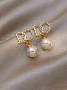 10对装奢华可爱仿珍珠花朵水晶心形吊坠耳环，优雅百搭混搭风格耳环套装，时尚饰品，派对、婚礼、日常佩戴的最佳礼物，随机OPP袋包装 - 10對(隨機出貨)C款 - 查看 5