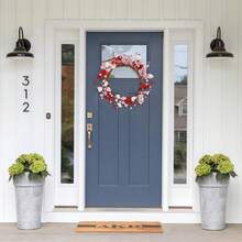 Ghirlanda da esterno per San Valentino, ghirlanda di San Valentino da 16,5 pollici, adatta per la porta d'ingresso, ghirlanda a forma di cuore rosa e rossa con bacche, adatta per decorazioni di matrimonio di San Valentino (rosso/rosa/bianco) - rosa - Visualizzare 7