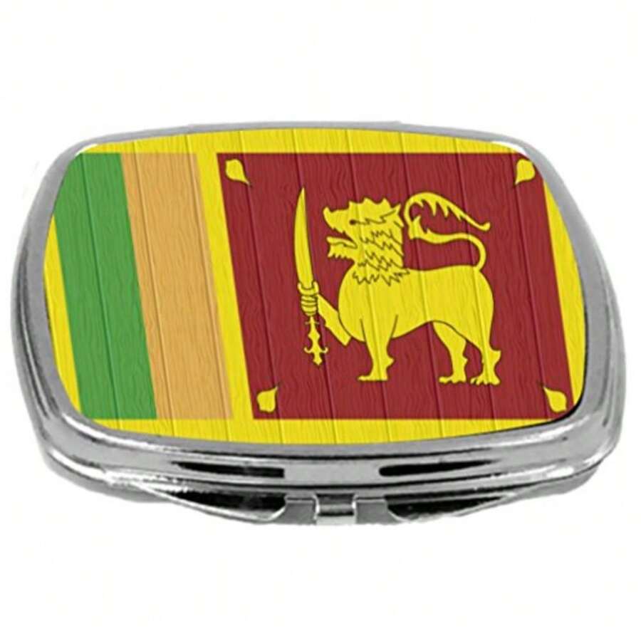 CYPNCompact Mirror on Distressed Wood Design Sri Lanka Flag 3 OunceFashion - 227453231 - Ver 1
