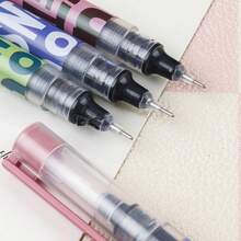 6pcs/9pcs Box Liquid Ink Ballpoint Pens, Black Ink, American Style, For Students, Office, Exam Writing, Back To School Essential Stationery - Multicolor - View 3