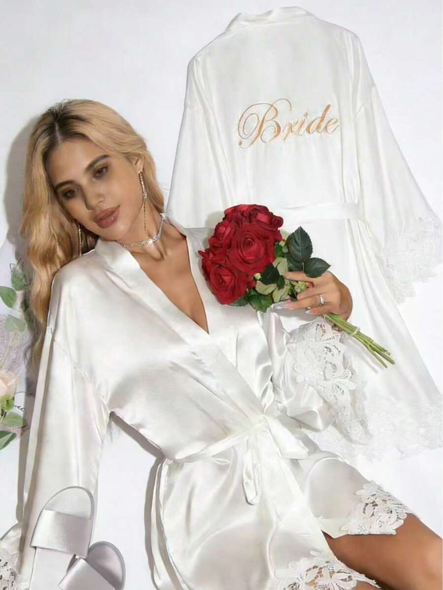 Silk Patchwork Text Lace Satin Sexy Women's Dress, Suitable For Hotel, Wedding Party, Escort Party Wear, Home Decor, Essential For Summer Back To School Season