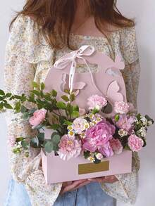 1pc/3pcs/5pcs, Multiple Colors Available, Suitable For Mother's Day, Valentine's Day, Wedding, Teacher's Day, Etc., Hand-Held Flower Box, Paper Bowknot Box, Flower Bag, Fresh Flower Gift Box - Gift Box - View 9