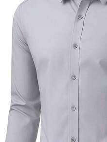 K086 Men's Long-Sleeved Dress Shirt - Grey - View 4