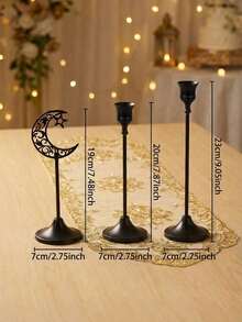 Ramadan Moon/Star Candle Holders, Black Metal Cone Candle Holder Set, Decorative Candle Holders For Dining Table, Home Decor, Room Decor, Party And Holiday Decor With Stars, Moons, Lanterns - A Perfect Gift For Family And Friends - Black - View 14