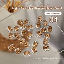 BAOSHIMAN Amber Color Square, Oval Nail Gems, Luxury Nail Art Accessories, Rhinestone Nail Jewelry For Women, Suitable For Acrylic Nail Design, Crystal, Half Round And DIY Nail Art Decorations, Valentine's Day, New Year Nail Supplies Nails - Multicolor - View 9