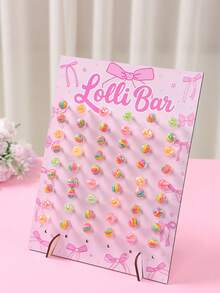 26*35厘米粉色蝴蝶结婴儿派对棒棒糖展示架，可重复使用的糖果/甜点架，一周岁生日派对用品，家用甜甜圈展示架，派对食品展示架，棒棒糖架，性别揭晓派对装饰，婴儿派对/性别揭晓派对餐桌装饰，婴儿派对礼物，性别揭晓派对用品，派对甜点站，粉色蝴蝶结装饰，公主派对装饰，婴儿派对装饰 - 粉紅色蝴蝶結 - 查看 7