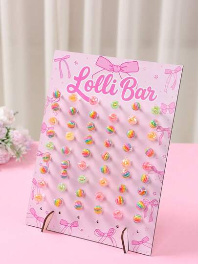 1 st 26*35 cm rosa rosett Babe Shower träklubbställ, återanvändbart godis-/dessertställ, 1-årsfesttillbehör, ställ för munkar, festställ för matplacering, klubbhållare, könsavslöjande festdekor, brudtärna babyshowerfest matbordsdekorationer, babyshowerpresenter, könsavslöjande festtillbehör, festdessertstation, rosa rosettdekor, prinsessfestdekor, babyfestdekor