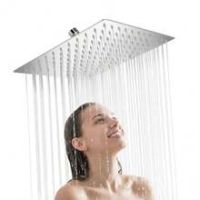 CYPNDucha de Lluvia de Alta Presión Cabezal de Ducha de Acero Inoxidable para el Baño Ángulo Ajustable para Ducha de Baño Ducha Fija de Ahorro de Agua Ultra Fina Boquilla Silicona Cuadrado 10 PulgadFashion - 227327095 - Ver 2