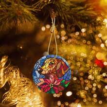 Stained Glass Dachshund Ceramic Christmas Hanging Ornament For Xmas Tree Wedding Holiday Party Home Decor - 臘腸犬 - 查看 7