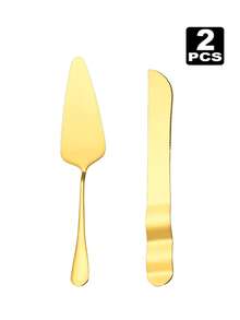 2Pcs Stainless Steel Cake Cutting Set,Cake Knife And Server Set For Wedding, Birthday, Party - Multicolor - View 7