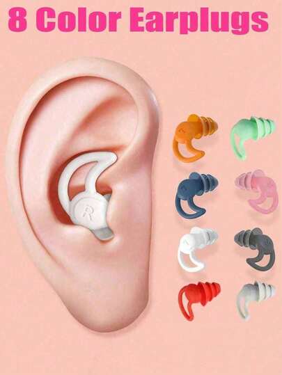 Silicone Earplugs, Noise-Proof Earplugs, Reusable, Comfortable Ear Protection, Super Noise Reduction, Sleep Earplugs, Office Nap, Sleep Noise Blocking Earplugs, Nap Accessories, Travel Supplies, Vacation, Summer Holiday, Back To School Season, Christmas Gift, Thanksgiving Gift