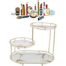 CYPNFockety Organizador de Mostrador de Baño Vidrio de Hierro Bandeja de Tocador de 2 Niveles Estante Organizador de Maquillaje para el Cuidado de la Piel Organizador de Tocador EstanteFashion - 222291190 - Ver 6