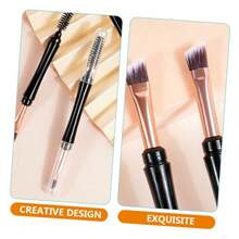 WOONEKY Kit de 10 piezas de brochas de maquillaje de doble extremo para cejas y pestañas, portátil, con tapa, ligero, separador de pestañas y aplicador de cejas para aplicación de maquillaje de ojos - Blanco - Ver 7