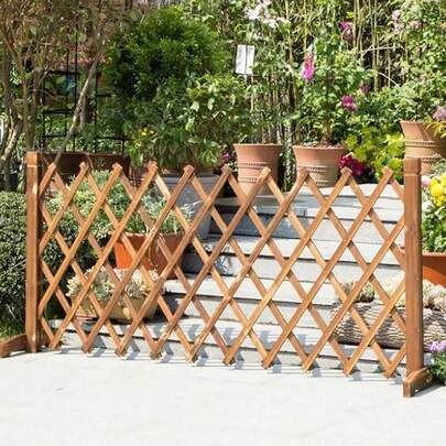 Expanding Fence Expands To 146cm Solid Wood Movable Fence Foldable Garden Screen Freestanding Trellis Fence Pet Safety Fence For Patio Lawn Decoration