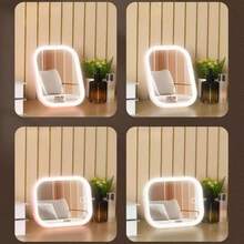 LED Lighted Makeup Mirror, Portable Foldable Mirror With Adjustable Stand, 3 Color Modes, Smart Dimmable Touch Screen, Suitable For Vanity, Bedroom, Dressing Room, 360° Rotation, USB Charging, Great Gift For Valentine's Day, Mother's Day, Girls, Graduation