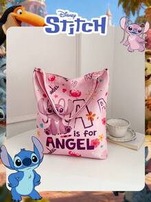 Disney Authorized Stitch Pattern Handbag, Cute Oversized Stitch Shoulder Bag, Cartoon Print Casual Tote Bag, Adjustable Strap, Lightweight Handbag, Suitable For Women/Girls Shopping/Daily Use/Fashion Accessory/Ramadan - Multicolor - View 10