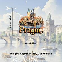 1pc Prague Astronomical Clock & Charles Bridge 3D Painting Fridge Magnet, European Architecture Souvenir Magnet, Home Decor Creative Gift, 3D Embossed Resin Crafted PVC Fridge Magnet, Kitchen Decor, Famous Landmark Magnet, Travel Lover Home Decor Gift - Multicolor - View 11