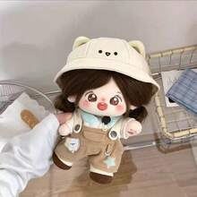 Ensemble de vêtements pour poupée de 20 cm, chapeau d'ours mignon et ensemble de pantalon bavette, ensemble de vêtements, convient pour habiller les poupées, accessoires adorables, costumes de jouets, cadeaux de fête, cadeaux d'anniversaire (poupée non incluse) - Multicolore - Voir 3