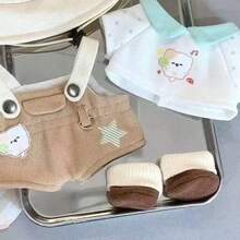 Ensemble de vêtements pour poupée de 20 cm, chapeau d'ours mignon et ensemble de pantalon bavette, ensemble de vêtements, convient pour habiller les poupées, accessoires adorables, costumes de jouets, cadeaux de fête, cadeaux d'anniversaire (poupée non incluse) - Multicolore - Voir 6