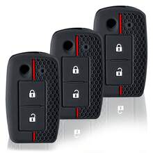 2 Funda de silicona con 2 botones para llave de coche remota para Mitsubishi TRITON 2024 2025 - Accesorios de soporte para llave, resistente a arañazos, a prueba de golpes y antidecoloración, con recortes precisos para un ajuste perfecto, cubierta protectora duradera para Mitsubishi - negro - Ver 1