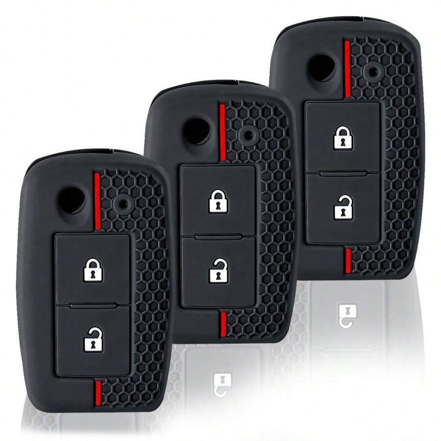 2 Funda de silicona con 2 botones para llave de coche remota para Mitsubishi TRITON 2024 2025 - Accesorios de soporte para llave, resistente a arañazos, a prueba de golpes y antidecoloración, con recortes precisos para un ajuste perfecto, cubierta protectora duradera para Mitsubishi - negro - Ver 1