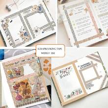 8 Rolls Retro Arts Adhesive Tapes, Flowers / Plaid Washi Tape Charming Vintage Washi Tape Set Thin Retro Decorative Masking Tapes For Journals Scrapbooking DIY Crafts Planners Gift Wrapping