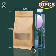10pcs Resealable Kraft Paper Tea Bags - With Frosted Window And Self-Standing Design, Featuring Sturdy Sealed Edges, Suitable For Tea Leaves, Herbal Tea, Etc. - Resealable Packaging Bags - Multicolor - View 21