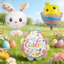 38pcs Easter Rabbit & Chick Party Balloons, Includes Easter Eggs, Bunnies, Hatching Chicks, Suitable For Easter Celebration - Multicolor - View 10