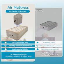 CYPNColchon Inflable Camas Inflables con Bomba de Aire Eléctrica Recargable Colchon Inflables Individual Colchón de Aire Estándar para Hogar Almacenamiento portátil Viajes y Camping 190*100*40Fashion - 219659132 - Ver 5