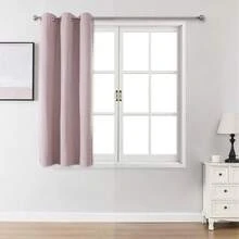 1pc/2pcs Linen-Like Blackout Curtains, Available In Multiple Sizes For Bedroom, Living Room, Home Theater, Dining Room, With Tie-Back Curtain Panels - Dusty Pink - View 34