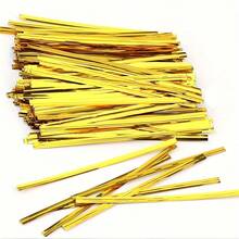 可重复使用的金属扎带，塑料面包袋扎带，适用于糖果袋、咖啡袋、零食、蛋糕棒棒糖、派对用品 - 金色 - 查看 3