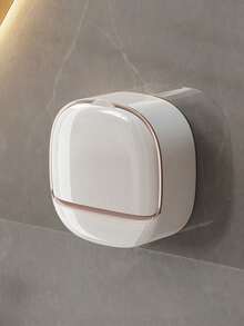 1个带盖豪华壁挂式皂碟，高端沥水皂架，防水ABS皂碟收纳盒，适用于浴室、淋浴间、旅行，简约皂碟，浴室配件，浴室收纳架，万圣节/圣诞节装饰