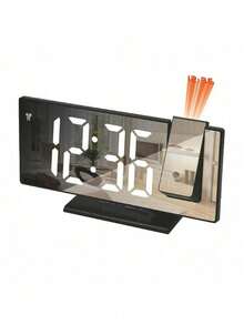 1个新款镜面投影LED时钟，多功能USB供电数字闹钟，带自动调光功能，电子钟，家居装饰，卧室装饰，生日、开学、毕业、母亲节、圣诞节礼物