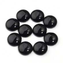 5-10pcs/Pack Natural Black Agate Cabochons, Various Sizes, Vintage Elegant Black Gemstone Cabochons, Suitable For Necklace, Ring, Bracelet Jewelry Making, DIY Decoration - Black Onyx - View 16