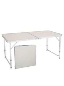 1pc Outdoor Folding Table, Portable Camping Table, Lightweight Aluminum Alloy Picnic Table, Multi-Purpose Table For Patio Barbecues And Stalls, Backyard Garden Barbecue Table, Portable Outdoor Party Table, Lightweight Aluminum Alloy Table For Outdoor Camping, Heavy-Duty Stall Equipment Table, Suitable For Outdoor Camping, Outdoor Backyard Barbecues, And Picnic Stalls. - Silver - View 2