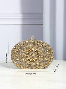 One Pcs Gold Rhinestone Sunflower Evening Bag.Women's Clutch For Party, Club, Wedding. Valentine's Day Gift Love Holiday Date Rhinestone Women Luxury - Gold - View 10