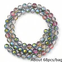 1 Strand 8mm Transparent Crystal Multi-Faceted Beads, Shiny Coated Glass Beads For DIY Jewelry Making, Approx. 68pcs/Strand - Transparent Flower Ball Beads - View 14