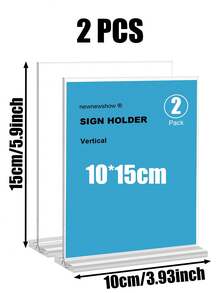 8.5英寸×11英寸、5英寸×7英寸、4英寸×6英寸T型亚克力标牌架展示架，多件装（1/3/6/12），适用于家庭、办公室、零售店、餐厅、婚礼、情人节、返校季、菜单、卡片、传单展示，空白亚克力标牌 - 彩色 - 查看 23