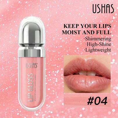  Son bóng nhũ USHAS Shimmering Pearl Gloss, Son tint có kết cấu mịn màng và dưỡng ẩm, lâu trôi và dễ thoa, nhanh khô và không dính, Son kem lấp lánh, Thích hợp cho trang điểm dự tiệc, ngày lễ và hàng ngày, Giáng sinh, Quà tặng ngày lễ tình nhân