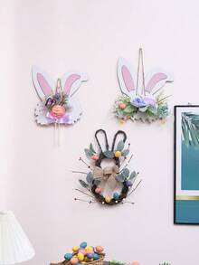 1件仿真牡丹/玫瑰兔子装饰品，适用于家居前门、室内/室外窗户、墙壁、壁炉装饰，是复活节、情人节、毕业典礼的理想之选，多用途塑料装饰品，无需电池 - 彩色 - 查看 7