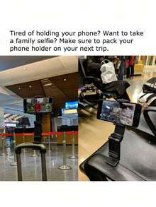 1 Universal Airplane Phone Holder, 360 Degree Rotatable, Hands-Free, Pocket-Sized, Essential Travel Accessory, Available In Pink And Black - Multicolor - View 5