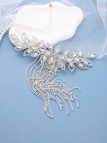 1件优雅水晶新娘发梳伴娘头饰，适用于婚礼派对舞会